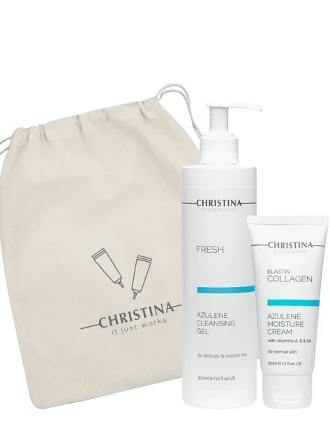 Подарочный набор Christina Увлажняющий гель Azulene cleansing gel 300 ml + Увлажняющий крем Azulene moisture cream 60 ml - Фото 1 Подарочный набор Christina Увлажняющий гель Azulene cleansing gel 300 ml + Увлажняющий крем Azulene moisture cream 60 ml - изображение 1
