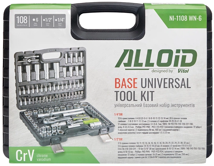 Универсальный набор инструментов Alloid Base 108 пр. Трещотка 72