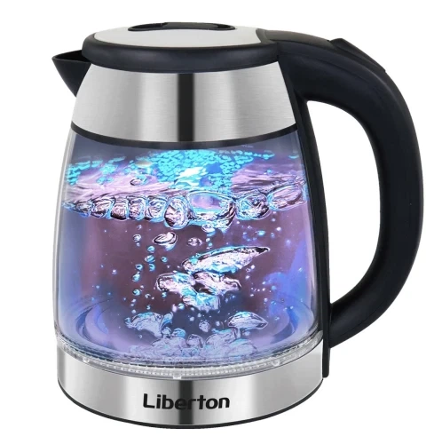 Електрочайник Liberton LEK-6833, Black, 1500W, 1.8л, скло+нерж.сталь, дисковий, індикатор рівня води, захист від перегріву, відключення за відсутності води - изображение 2