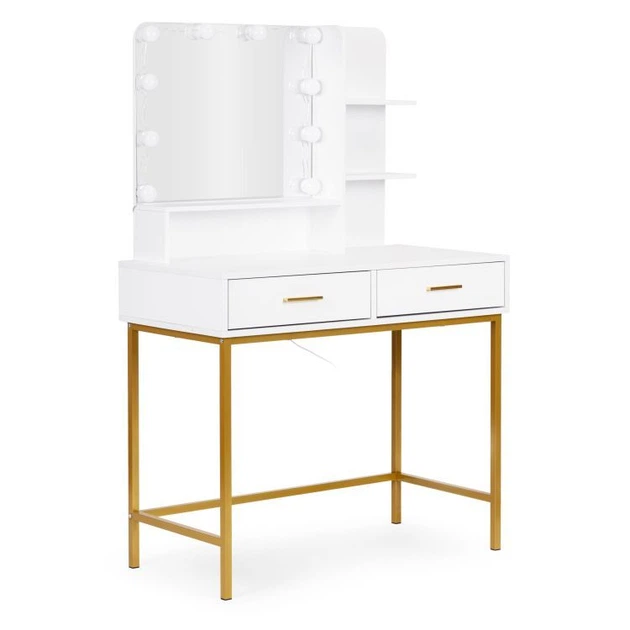 Косметичний туалетний столик ModernHome від Multistore з дзеркалом та LED підсвічуванням White (5905817009114) - зображення 2