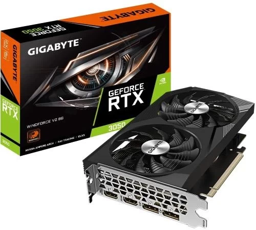 Відеокарта GeForce RTX 3050, Gigabyte, WINDFORCE V2, 8Gb GDDR6, 128-bit, 2xHDMI/2xDP, 1777/14000 MHz, 8-pin (GV-N3050WF2V2-8GD) - изображение 7