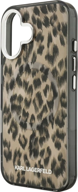 Etui plecki Karl Lagerfeld IML Leopard Pattern MagSafe do Apple iPhone 16 Brown (KLHMP16SHDLEOICW) - obraz 5