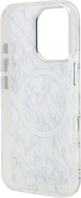 Etui plecki Karl Lagerfeld IML Karl Script Pattern MagSafe do Apple iPhone 16 Pro White (KLHMP16LHMSPUSH) - obraz 6