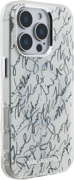 Панель Karl Lagerfeld IML Karl Script Pattern MagSafe для Apple iPhone 16 Pro Max White (KLHMP16XHMSPUSH) - зображення 3