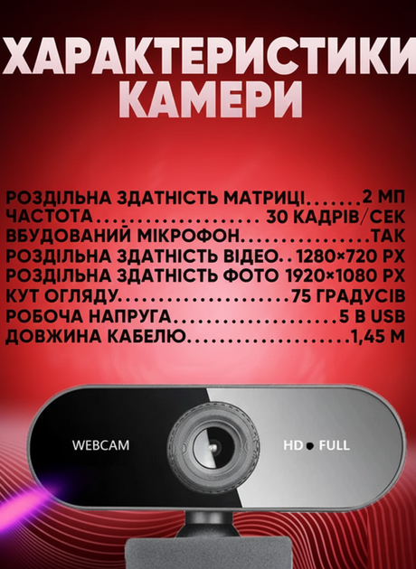 Веб камера Smart Full HD 1080p для комп’ютера та ноутбука з мікрофоном і автофокусом | Вебкамера 1920×1080 для стрімів, відеодзвінків і онлайн-конференцій - Фото 7 Веб камера Smart Full HD 1080p для комп’ютера та ноутбука з мікрофоном і автофокусом | Вебкамера 1920×1080 для стрімів, відеодзвінків і онлайн-конференцій - изображение 7