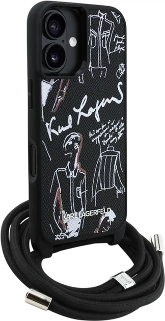 Панель Karl Lagerfeld Crossbody Grained Pattern & Logo для Apple iPhone 16 Black (KLHCP16SPGGRMPCK) - зображення 3