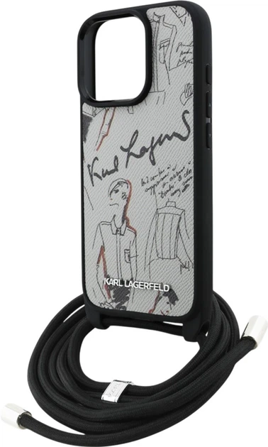 Etui plecki Karl Lagerfeld Crossbody Grained Pattern & Logo do Apple iPhone 16 Pro Grey (KLHCP16LPGGRMPCG) - obraz 5