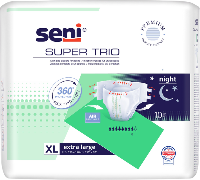 Подгузники для взрослых Seni Super Trio Extra Large 10 шт (5900516803490) - Фото 1 Подгузники для взрослых Seni Super Trio Extra Large 10 шт (5900516803490) - изображение 1