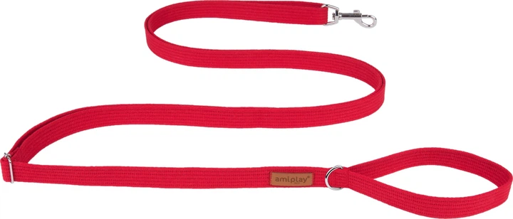 Регульований повідець Amiplay Cotton Easy Fix XL 160 - 300 см Червоний (5906160228030) - зображення 1