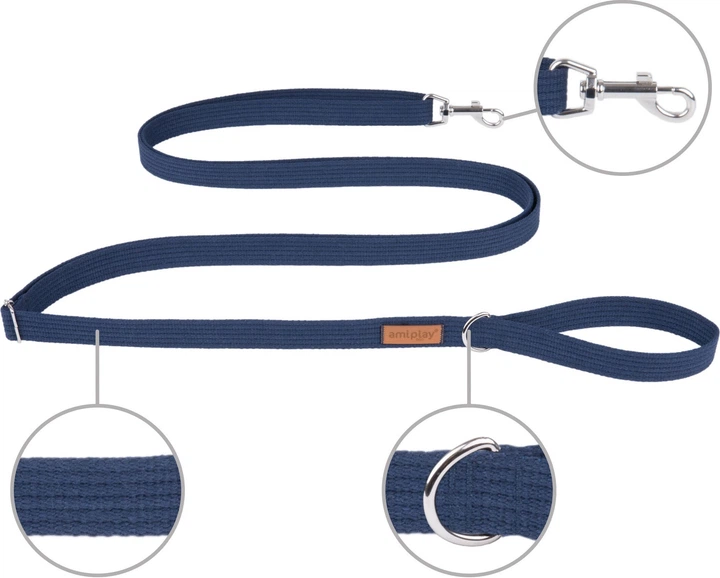 Регульований повідець Amiplay Cotton Easy Fix XL 160 - 300 см Темно-синій (5906160228054) - зображення 2