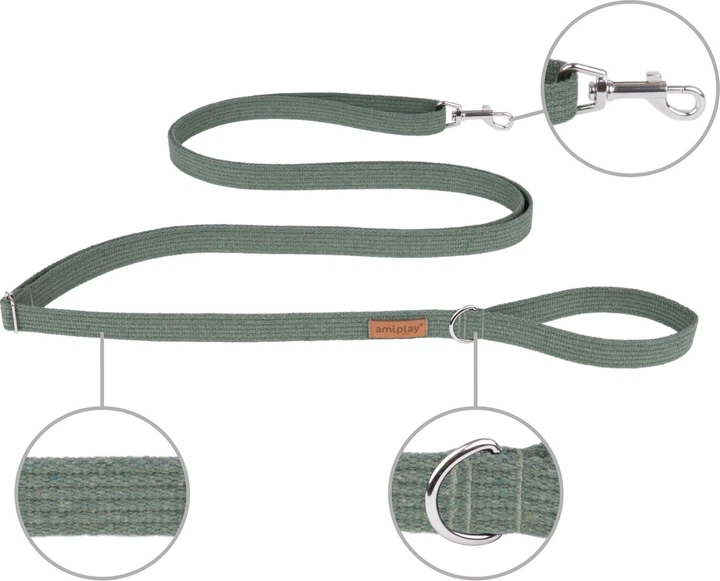 Smycz regulowana Amiplay Cotton Easy Fix XL 160 - 300 cm Khaki (5906160228078) - obraz 2