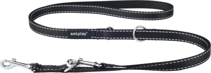 Регульований повідець Amiplay Reflective 6 в 1 L 100 - 200 см Чорний (5907563215573) - зображення 1