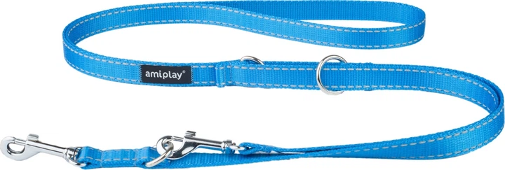 Smycz regulowana Amiplay Reflective 6 w 1 XL 100 - 200 cm Niebieska (5907563215634) - obraz 1