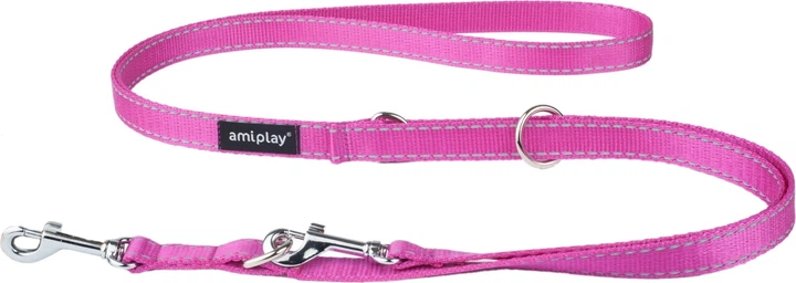 Регульований повідець Amiplay Reflective 6 в 1 XL 100 - 200 см Рожевий (5907563218437) - зображення 1