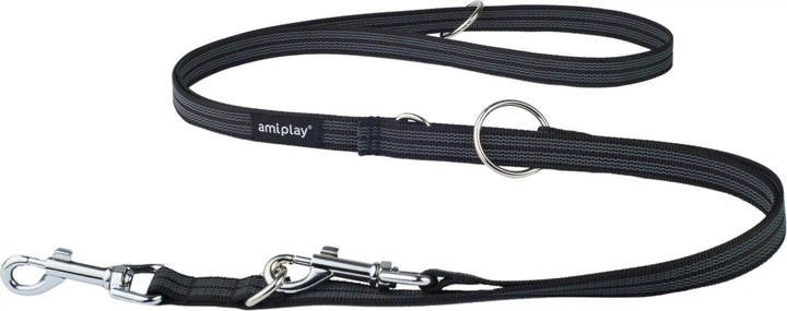 Smycz regulowana Amiplay Rubber 6 w 1 S - M 100 - 200 cm Czarna (5907563221741) - obraz 1