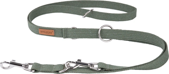 Регульований повідець Amiplay Cotton 6 в 1 L 100 - 200 см Хакі (5907563223011) - зображення 1