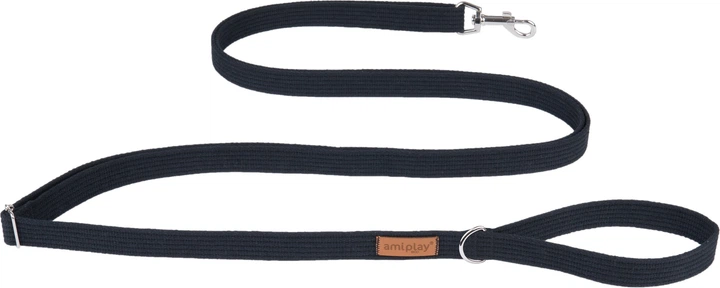 Регульований повідець Amiplay Cotton Easy Fix S 160 - 300 см Чорний (5907563227385) - зображення 1