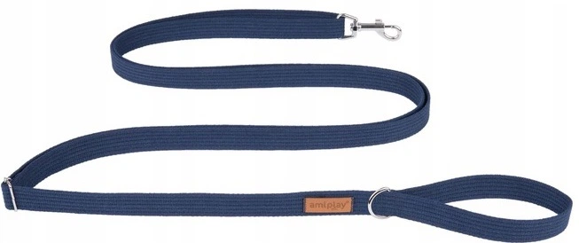 Регульований повідець Amiplay Cotton Easy Fix S 160 - 300 см Темно-синій (5907563227415) - зображення 1