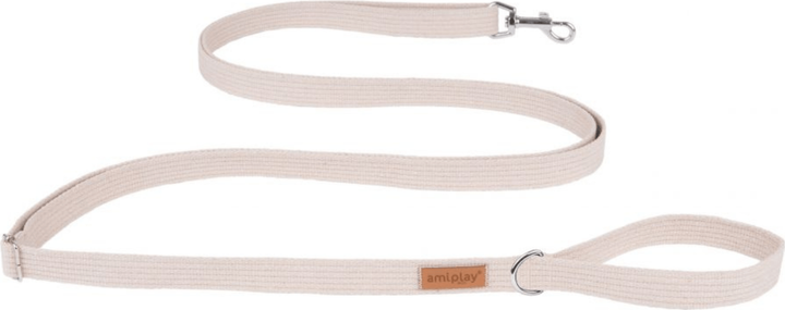 Регульований повідець Amiplay Cotton Easy Fix L 160 - 300 см Бежевий (5907563227514) - зображення 1