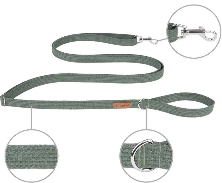 Регульований повідець Amiplay Cotton Easy Fix L 160 - 300 см Хакі (5907563227545) - зображення 2