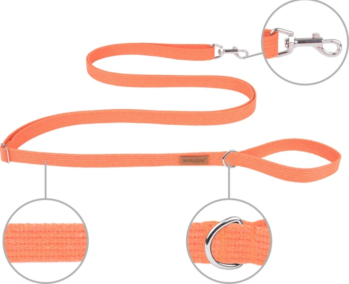 Регульований повідець Amiplay Cotton Easy Fix M 160 - 300 см Помаранчевий (5907563231979) - зображення 2