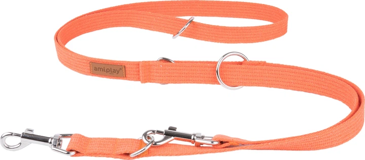 Регульований повідець Amiplay Cotton 6 в 1 S 100 - 200 см Помаранчевий (5907563232006) - зображення 1