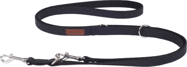 Smycz regulowana Amiplay New York 6 w 1 L 100 - 200 cm Czarna (5907563253650) - obraz 1