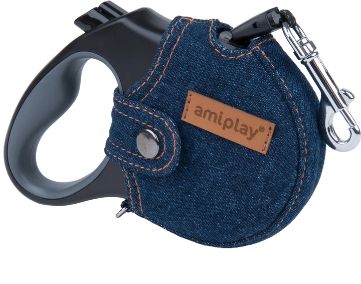 Автоматичний повідець Amiplay Infini з корпусом Denim S 3 м Темно-синій (5907563271494) - зображення 1