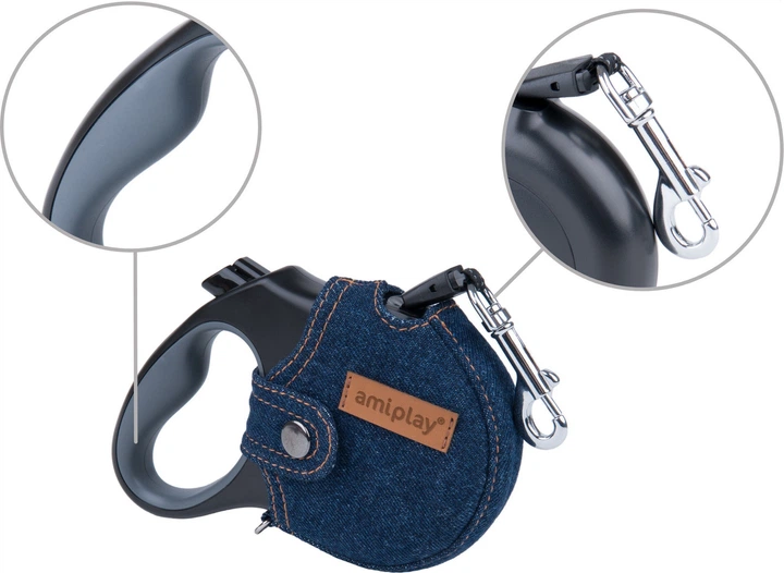 Автоматичний повідець Amiplay Infini з корпусом Denim S 3 м Темно-синій (5907563271494) - зображення 2