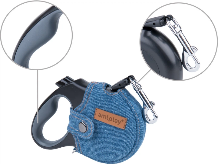 Автоматичний повідець Amiplay Infini з корпусом Denim M 5 м Синій (5907563271500) - зображення 2