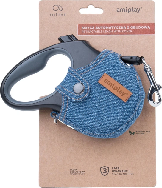 Автоматичний повідець Amiplay Infini з корпусом Denim XL 5 м Синій (5907563271548) - зображення 1