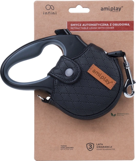 Smycz automatyczna Amiplay Infini z obudową New York L 5 m Czarna (5907563271883) - obraz 2