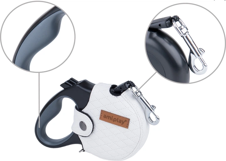 Smycz automatyczna Amiplay Infini z obudową New York XL 5 m Biała (5907563271937) - obraz 3