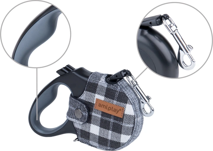 Smycz automatyczna Amiplay Infini z obudową London L 5 m Szara (5907563272040) - obraz 2