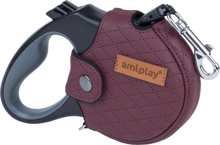 Smycz automatyczna Amiplay Infini z obudową New York XL 5 m Bordowa (5907563271944) - obraz 2