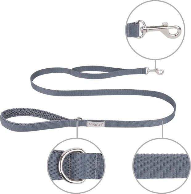 Повідець Amiplay Samba XL 150 см Сірий (5907563277717) - зображення 2