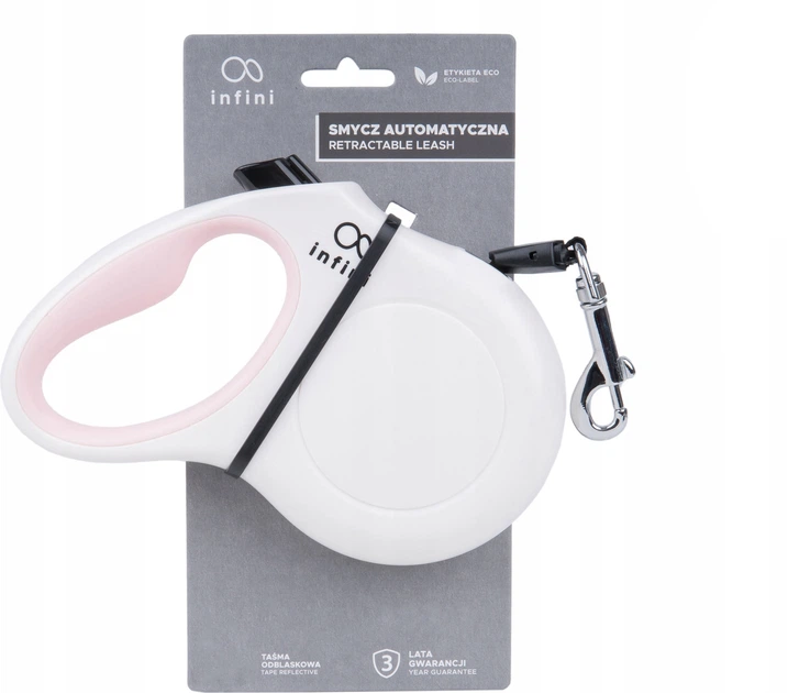 Smycz automatyczna Amiplay Infini Freedom L 5 m Biała (5907563279544) - obraz 1
