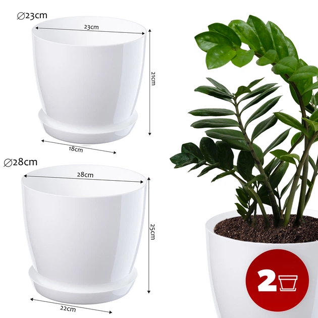 Набір квіткових горщиків з підставкою Kadax K8166 23см +28см - зображення 2