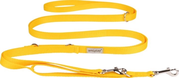 Регульований повідець Amiplay Samba 8 в 1 S 200 - 400 см Жовтий (5907563301375) - зображення 1