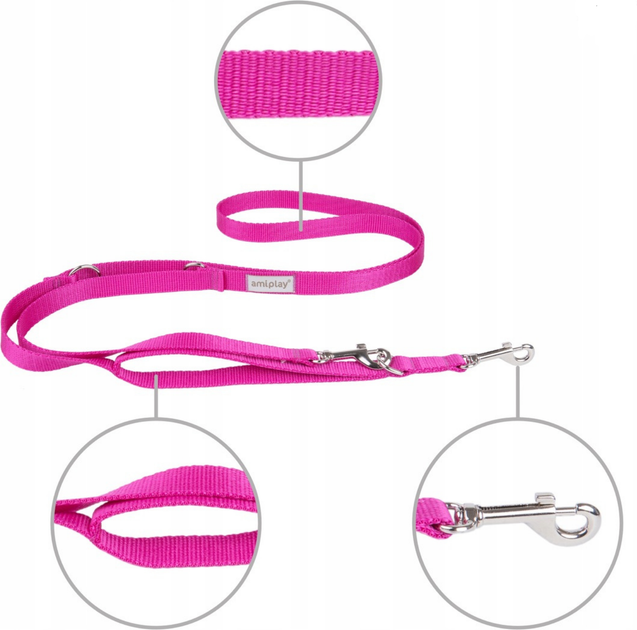 Регульований повідець Amiplay Samba 8 в 1 XL 200 - 400 см Рожевий (5907563301597) - зображення 2