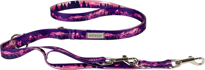 Smycz regulowana Amiplay BeNature 7 w 1 S 100 - 200 cm Mountains (5907563303737) - obraz 1