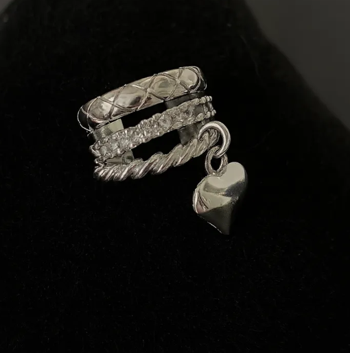 Кафф на ухо Fashion Jewerly сережка без прокола с сердцем клипса на ухо моносерьга в стиле y2k серебристый цвет, 1 шт (SVS) - Фото 3 Кафф на ухо Fashion Jewerly сережка без прокола с сердцем клипса на ухо моносерьга в стиле y2k серебристый цвет, 1 шт (SVS) - изображение 3
