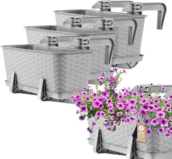 Балконний горщик з ручками Kadax Castro K8203 3 шт. Світло-сірий - зображення 1