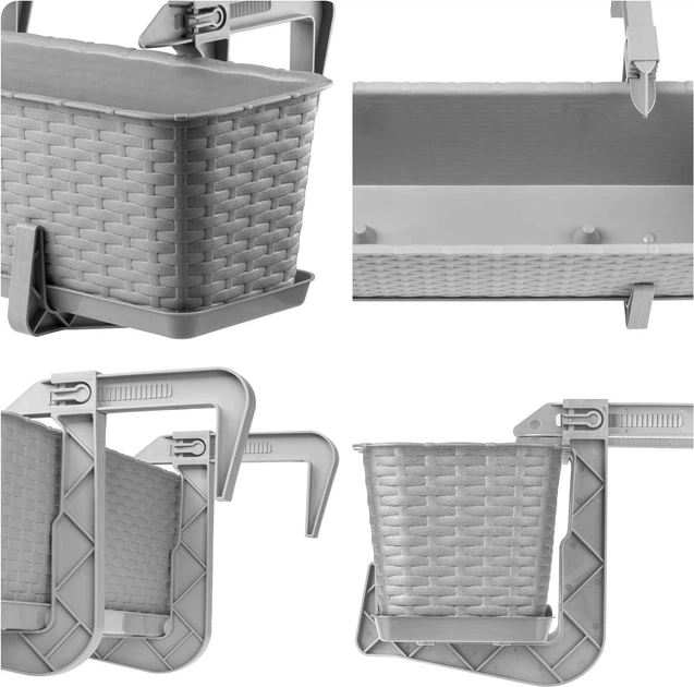 Балконний горщик з ручками Kadax Castro K8203 3 шт. Світло-сірий - зображення 3