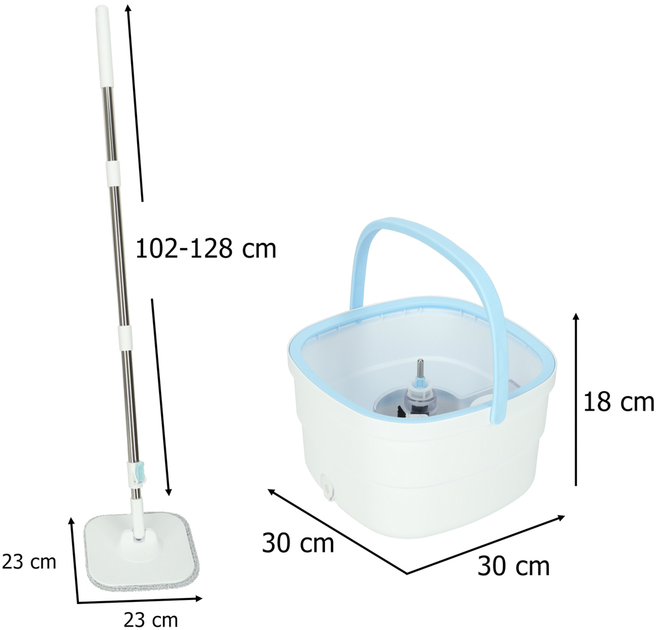 Набір для прибирання KIK Відро з віджимом, швабра та 2 змінні мікрофібри (5903039763166) - зображення 11