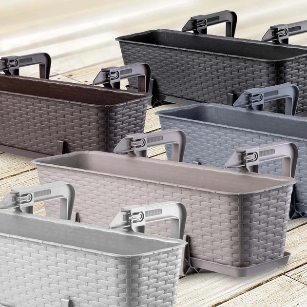 Балконний горщик з ручками Kadax Castro K8210 4 шт. Коричневий - зображення 7