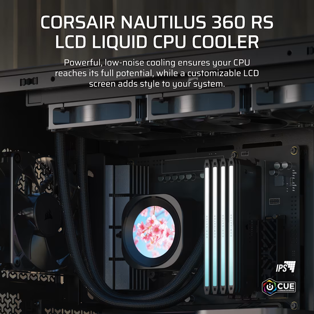 Система водяного охолодження із вентиляторами 120 мм Corsair Nautilus 360 RS LCD Black (CW-9061033-WW) - зображення 4