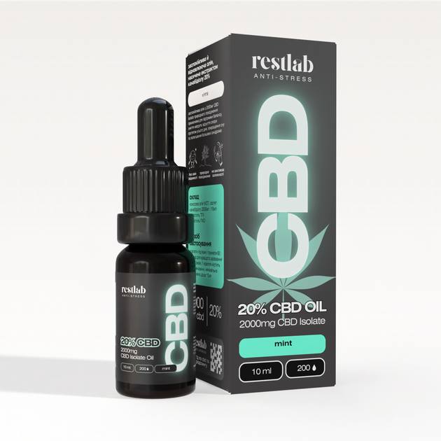 Олія з CBD RESTLAB 20% зі смаком м'яти 2000 мг (10мл) – купити