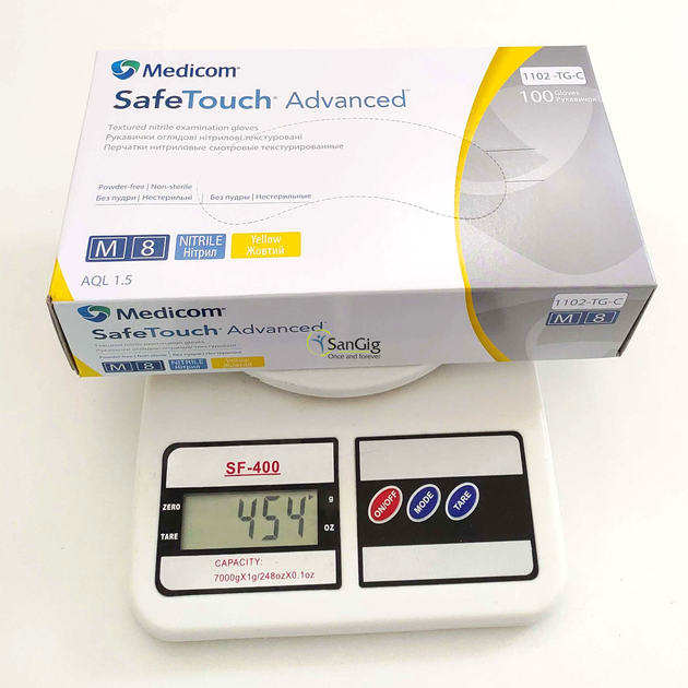 Нітрилові рукавички Medicom SafeTouch Advanced, щільність 4 г. - жовті (100 шт) M (7-8) - изображение 2
