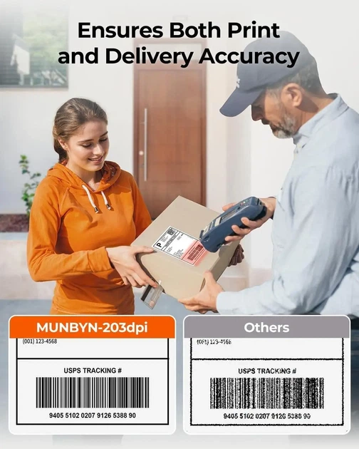 Термопринтер етикеток MUNBYN 130B, подключение Bluetooth и USB, быстрый друг 72 стр/мин, готовые шаблоны печати, разрешением 203 dpi - изображение 6